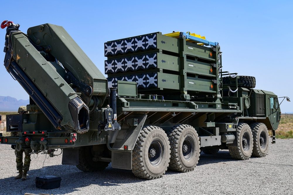 Iron Dome air defense battery with launcher modules mounted on a military vehicle