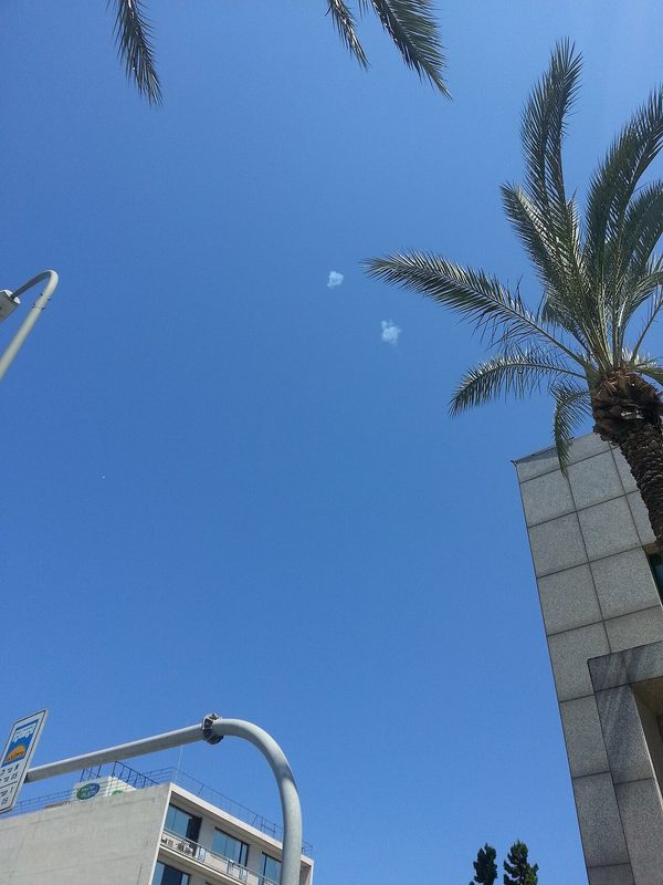 Iron Dome intercept trails visible over Tel Aviv as the system neutralizes incoming rockets