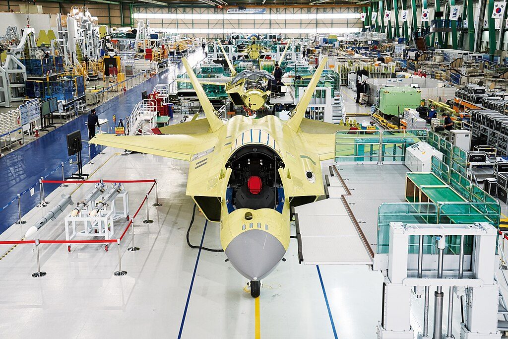 KF-21 Boramae prototypes on the production line at Korea Aerospace Industries facility