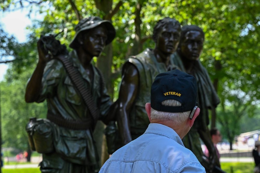 Close-up view of names engraved on the Vietnam Veterans Memorial Wall in Washington, D.C.