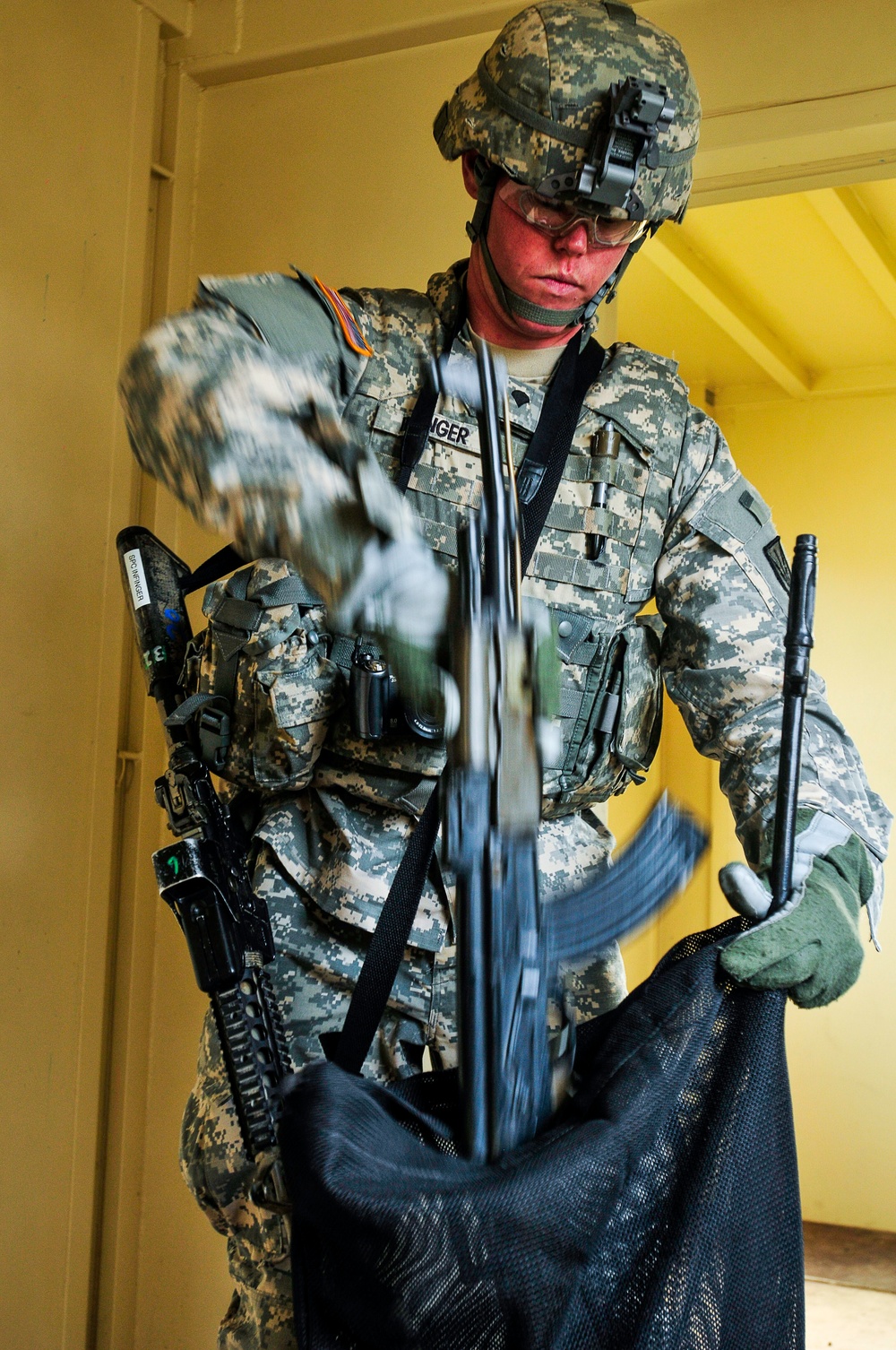 Military intelligence personnel during a training exercise