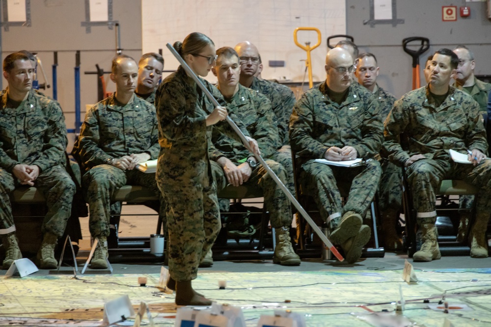 Military officers in planning and briefing session