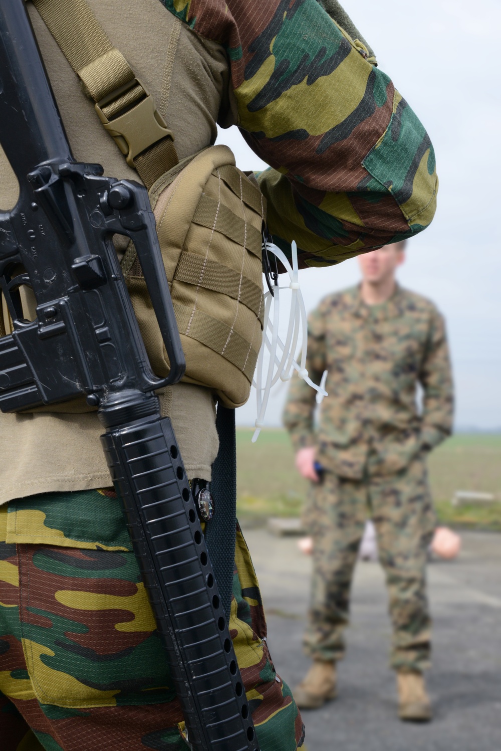 Military troops with equipment during field operations