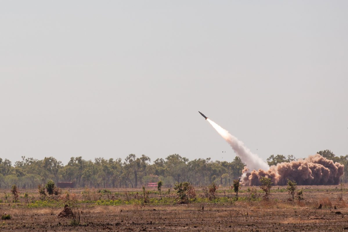 U.S. Army soldiers launch an ATACMS missile from an M142 HIMARS during Exercise Talisman Sabre 2023 in Australia