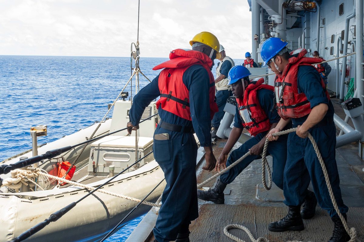 Rigid hull inflatable boat RHIB at high speed during naval special warfare operations