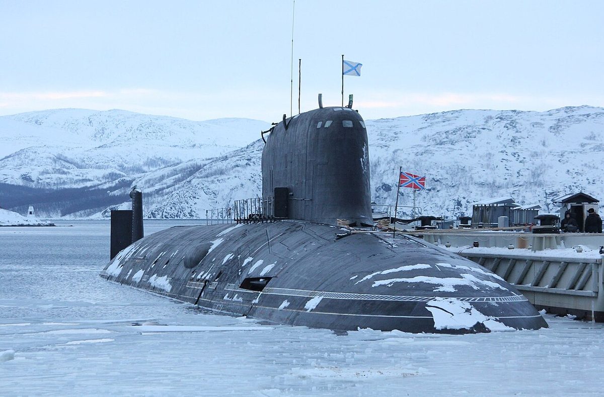 Yasen-class submarine during surface transit showing the hull form optimized for underwater performance