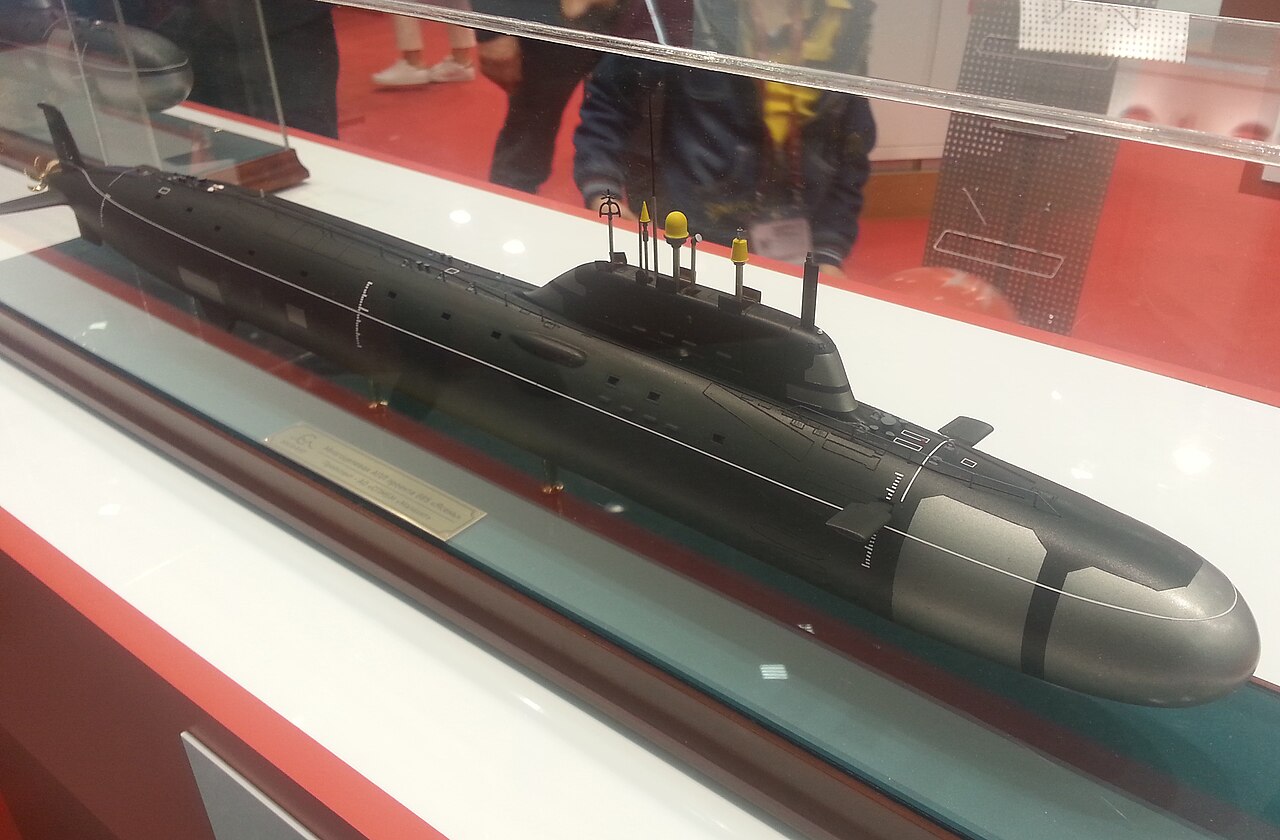 Russian Navy Yasen-M class nuclear attack submarine underway on the surface