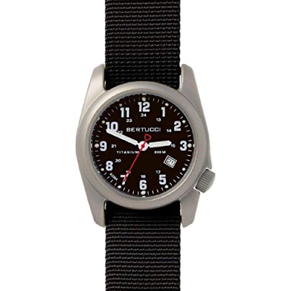 Bertucci A-2T titanium field watch with olive drab dial and nylon strap