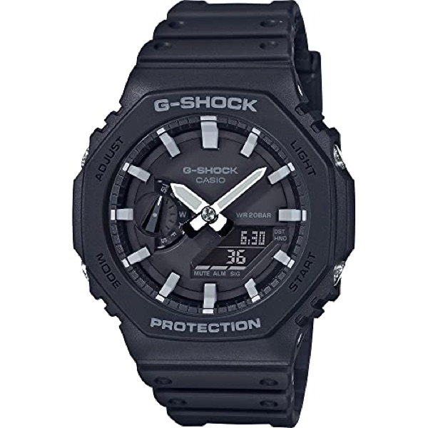 Casio G-Shock GA-2100 CasiOak watch with octagonal bezel in matte black