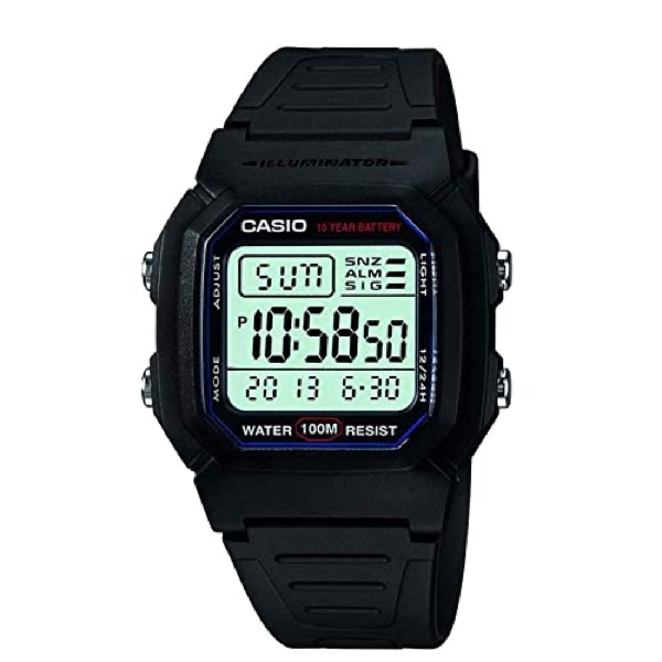 Casio W-800H digital sport watch with black resin band