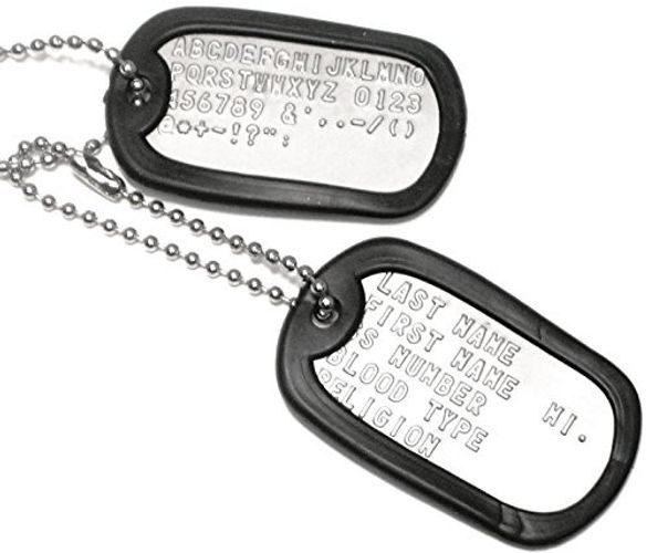 Custom engraved stainless steel military dog tags with chain