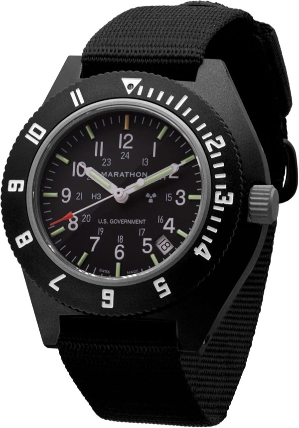 Marathon Navigator pilot's watch with tritium illumination and battery hatch