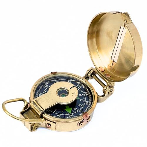 Vintage brass WWII compass replica with lid