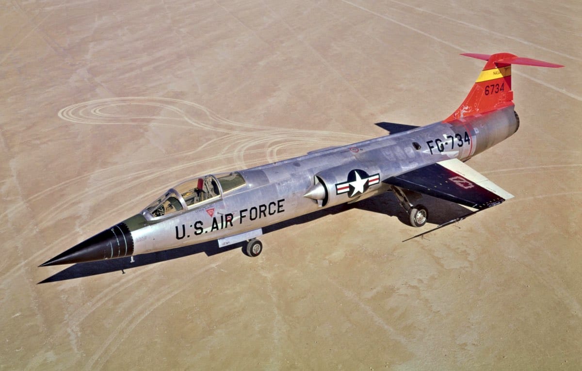 F-104 Starfighter on a dry lakebed