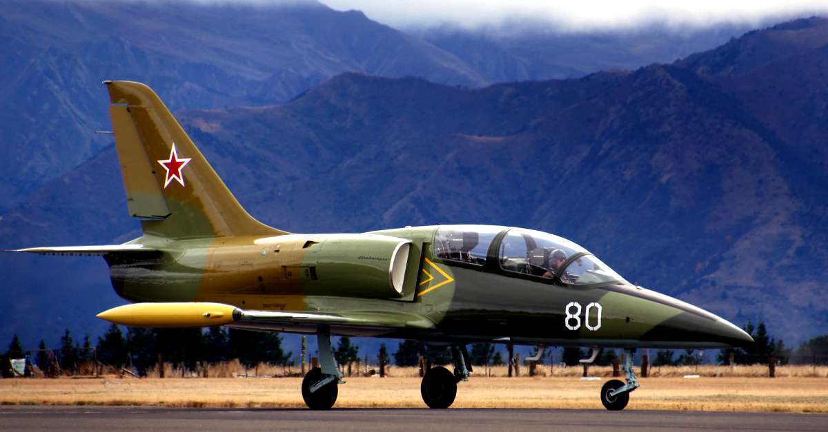 L-39 Albatros jet trainer in flight