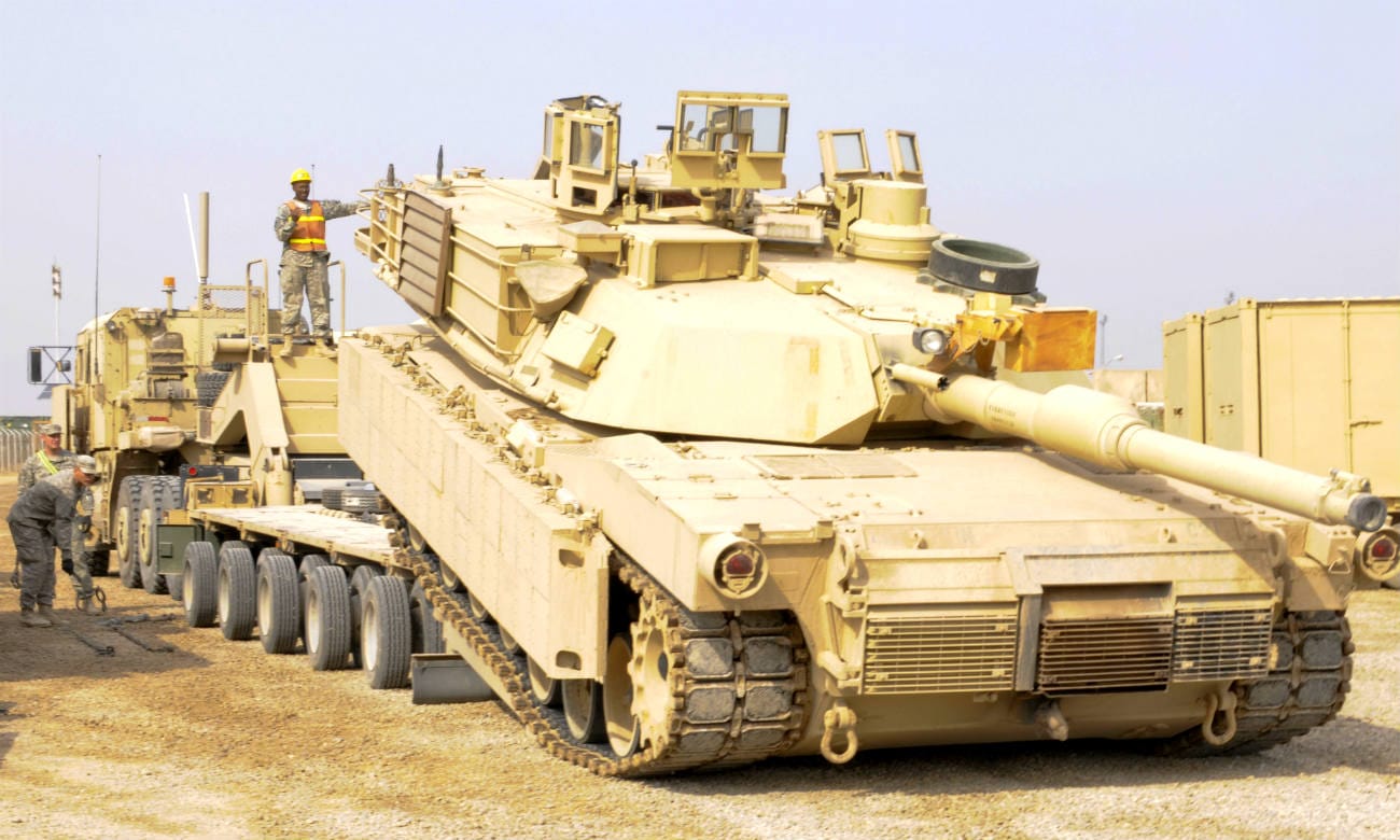 M1 Abrams tank being transported