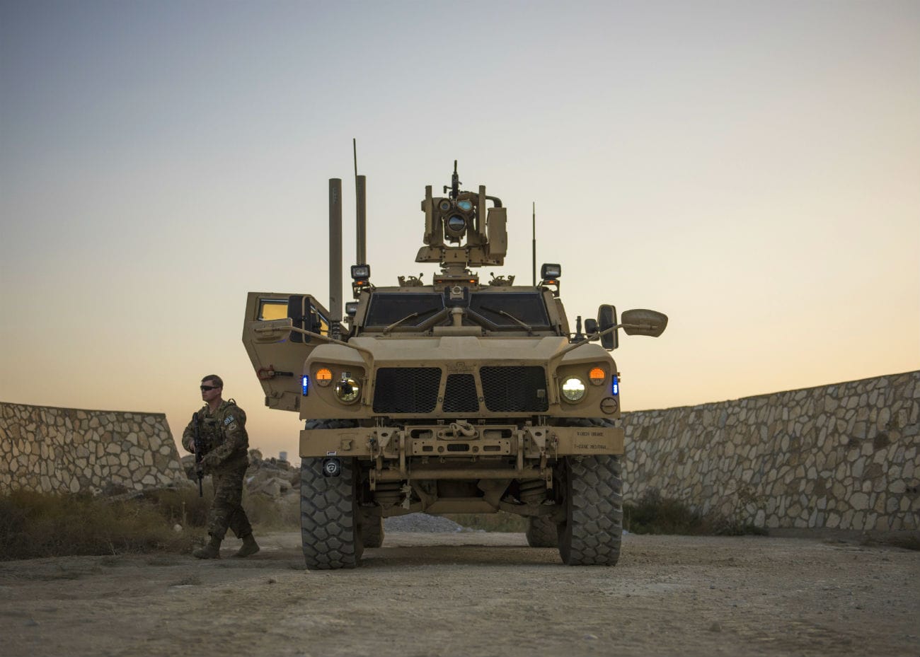 MRAP Vehicle sunset