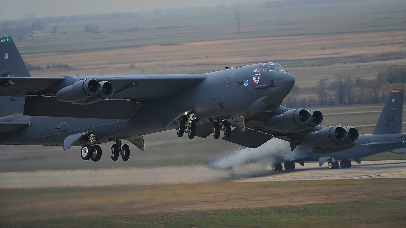 Boeing B-52 Stratofortress strategic bomber in flight