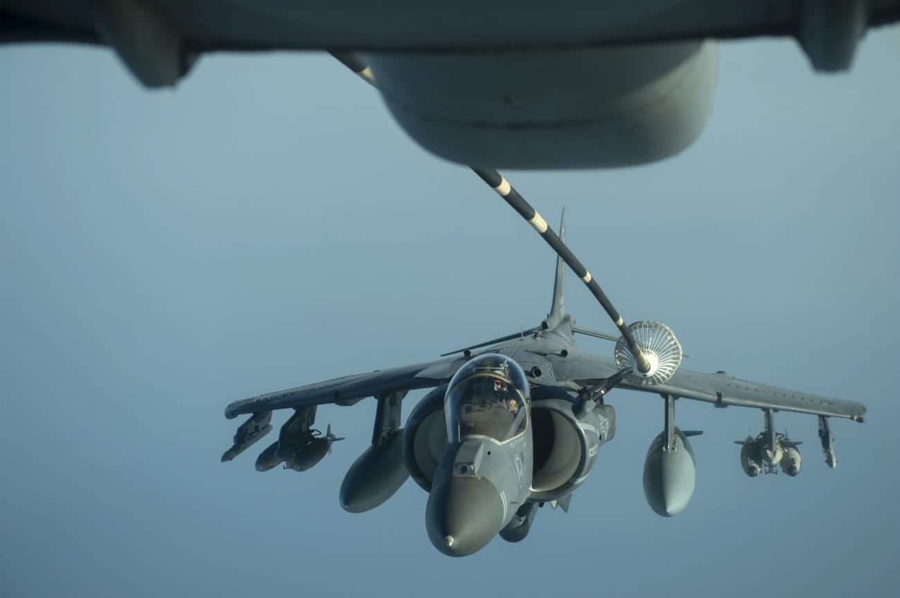 AV-8B Harrier Refuels in air