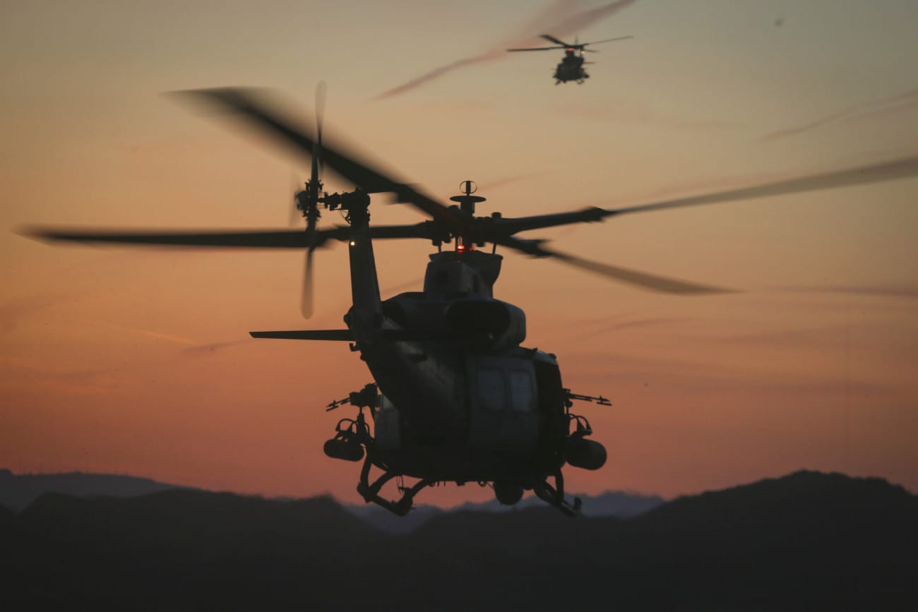 UH-1 huey tail sunset