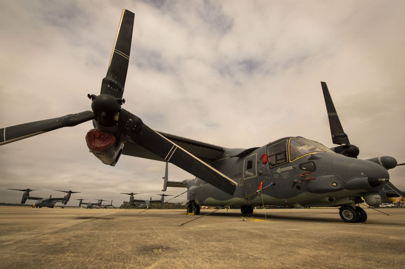 V-22 Osprey aircraft parked
