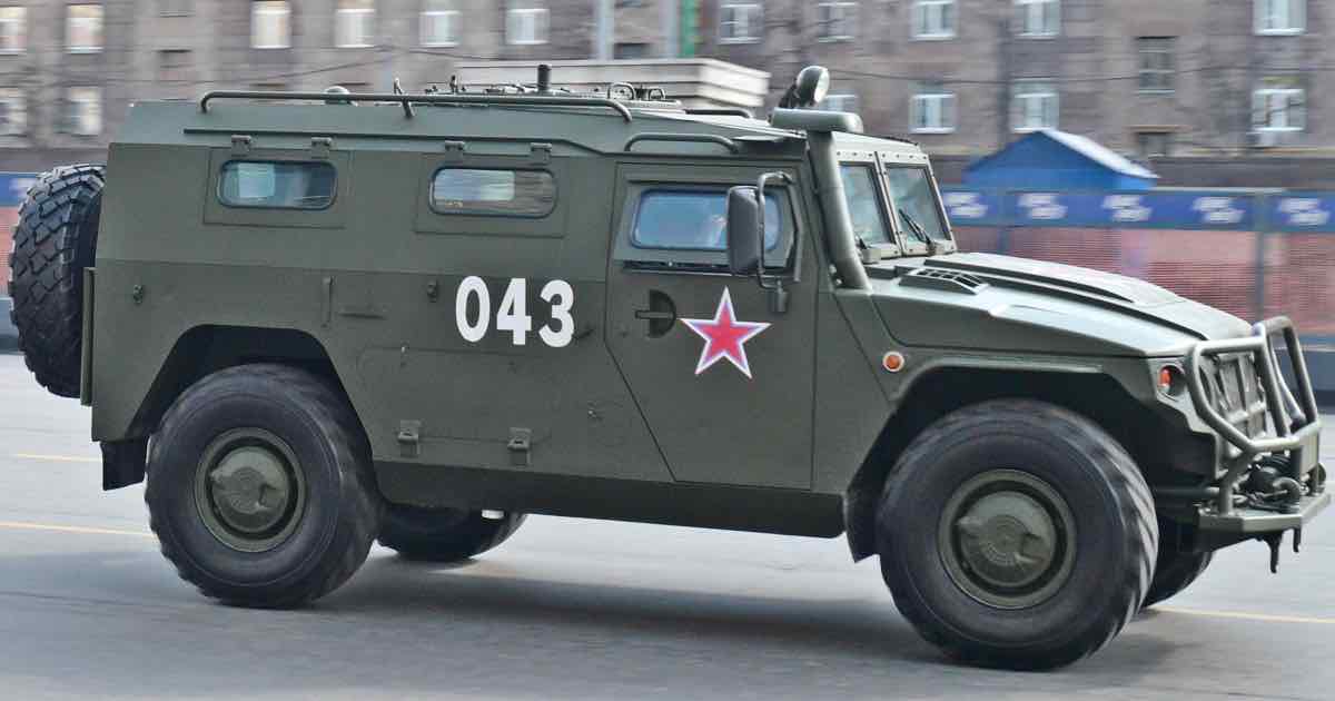 Gaz Tiger on pavement, military vehicle for sale