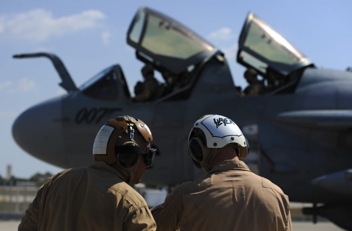 A USMC EA-6B Prowler and Crew