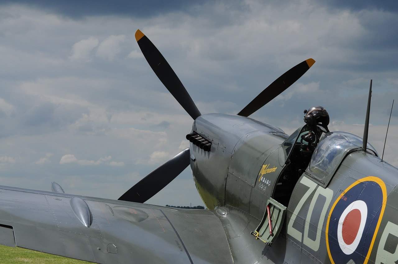 Supermarine Spitfire in flight, one of the most valuable military aircraft for sale