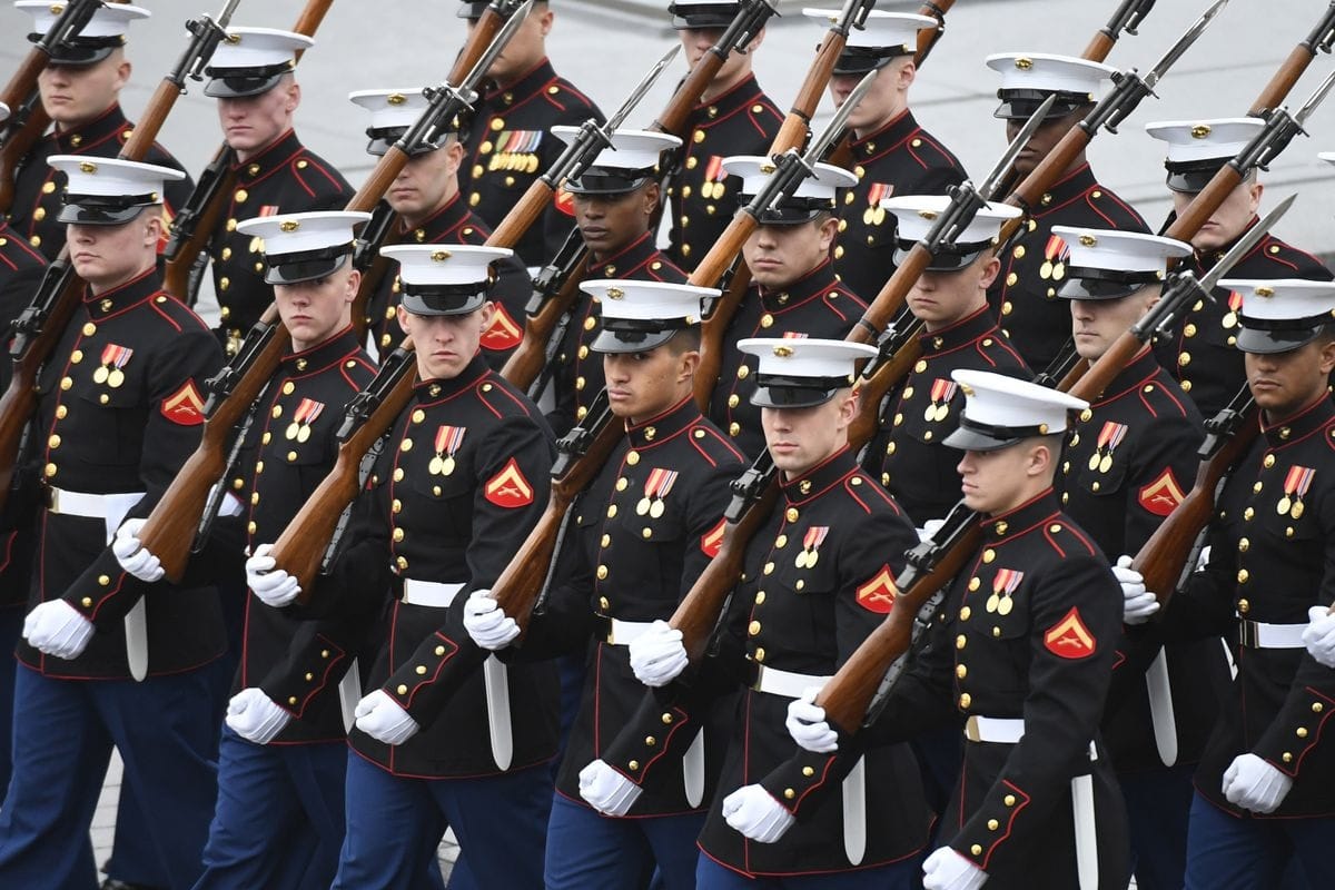Marines during physical training