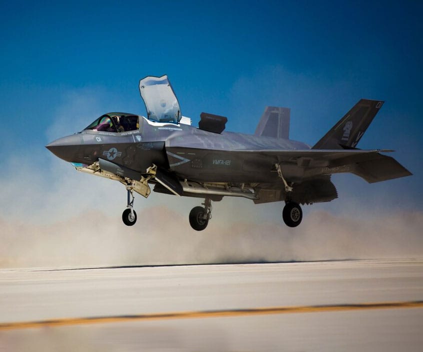 F-35 Lightning II showing its fuselage profile